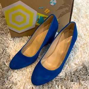 J. Crew Suede Blue/Cobalt Martina Wedge size 7